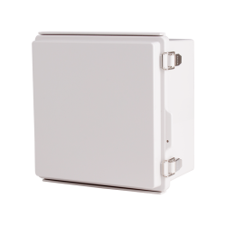 Plastic Enclosure, PC, Gray color, P type for molded hinge & stainless steel latch, W8.27 x L8.27 x D5.12" size, IP67 (UL)