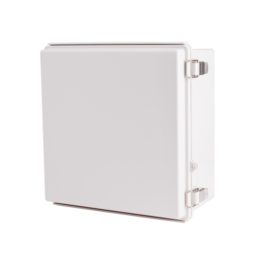 Plastic Enclosure, PC, Gray color, P type for molded hinge & stainless steel latch, W11.81 x L11.81 x D5.91" size, IP67 (UL)
