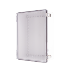 Plastic Enclosure, PC gray body & PC clear cover, P type for molded hinge & stainless steel latch, W11.81 x L15.75 x D5.91" size, IP67(UL)