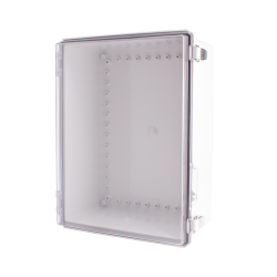 Plastic Enclosure, PC gray body & PC clear cover, P type for molded hinge & stainless steel latch, W11.81 x L15.75 x D7.09" size, IP67 (UL)