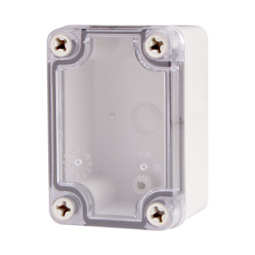 Plastic Enclosure, PC gray body & PC clear cover, S type for Lift-off screw cover, W2.56 x L3.74 x D2.17" size, IP67 (UL)