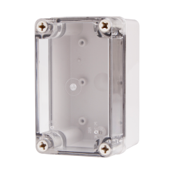 Plastic Enclosure, PC gray body & PC clear cover, S type for Lift-off screw cover, W3.15 x L5.12 x D3.35" size, IP67 (UL) Plastic Enclosure, PC gray body & PC clear cover, S type for Lift-off screw cover, W3.15 x L5.12 x D3.35" size, IP67 (UL)