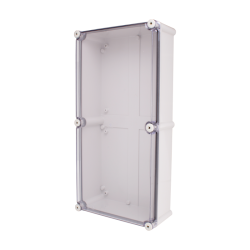 Plastic Enclosure, PC gray body & PC clear cover, S type for Lift-off screw cover, W11.02 x L22.05 x D5.12" size, IP67 (UL) Plastic Enclosure, PC gray body & PC clear cover, S type for Lift-off screw cover, W11.02 x L22.05 x D5.12" size, IP67 (UL)