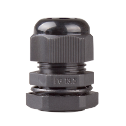 Cable Gland, 6 to 12 mm cable dia, 21mm cutting-hole, Nylon, Black color