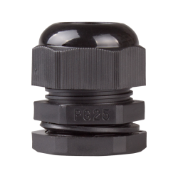 Cable Gland, 15 to 19 mm cable dia, 30mm cutting-hole, Nylon, Black color
