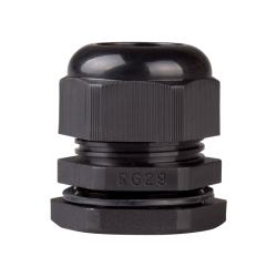 Cable Gland, 18 to 25 mm cable dia, 38mm cutting-hole, Nylon, Black color
