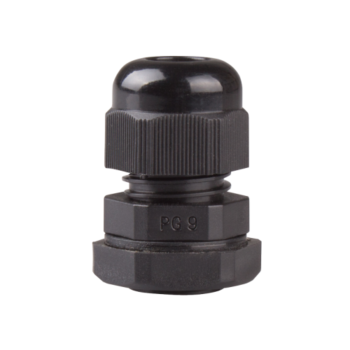 Cable Gland, 4 to 8 mm cable dia, 15.5mm cutting-hole, Nylon, Black color