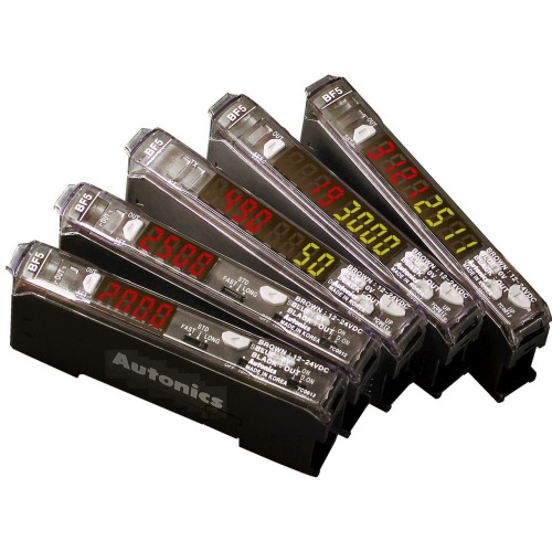 Amplifier, Fiber Optic, Dual-display, Blue LED, Auto Tune, NPN Output, 12 - 24 VDC (fiber req'd)