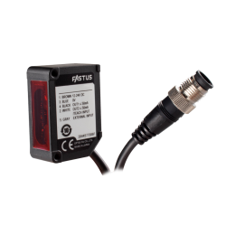 BGS photoelectric sensor, 50~250mm teaching setting, NPN/PNP x 2 outputs, High resolution, Class 2 C-MOS laser, Digital display, 10 - 30VDC, AL housing,  M12 connector