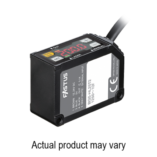 BGS photoelectric sensor, 20~50mm teaching setting, NPN/PNP output, High resolution, Class 1 C-MOS laser, Digital display, 10 - 30VDC, SUS housing,  M8 connectore