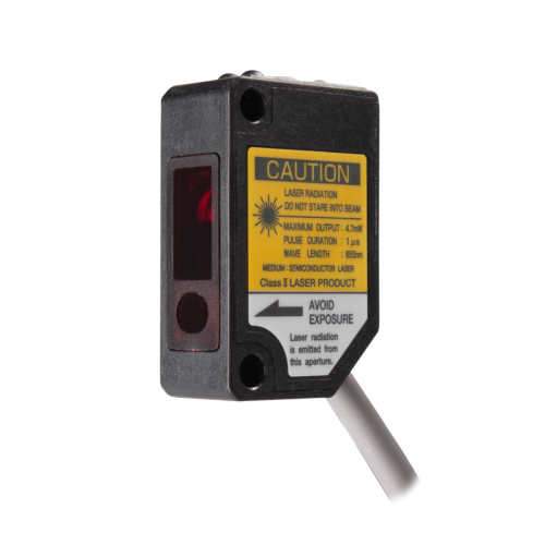 BGS photoelectric sensor, 5~100mm sensing adjust by potentiometer, PNP, Class 1 laser, 10 - 30VDC, 2m cable