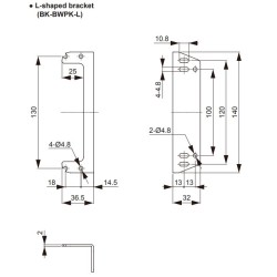 BWPK Bracket, Right angle type, 36x25x140mm