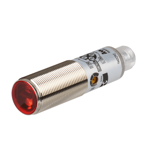Sensor, Photo, Metal body, Diffuse reflective, 100mm Sensing Distance, Light & Dark On, NPN Output, 10-30 VDC