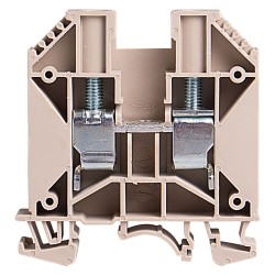 DIN Rail Terminal block, screw clamp, Single level, Feed through, L60xH63.5xW12mm, 600V 78A, 4-14 AWG, Beige, 20pcs bundle