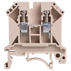DIN Rail Terminal block, screw clamp, Single level, Feed through, L42.5xH47.5xW10mm, 600V 65A, 6-24 AWG, Beige, 30pcs bundle