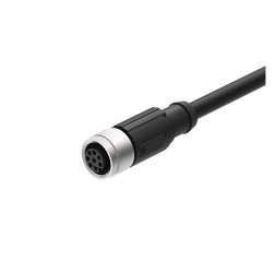 Connector cable, M12, Emitter, Female Straight & 8 Wire, DC Power, 10M Length, Black