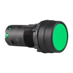 22mm momentary pushbutton switch, Unibody, IP66 flush head, Push in wiring, 1NO, Green 22mm momentary pushbutton switch, Unibody, IP66 flush head, Push in wiring, 1NO, Green