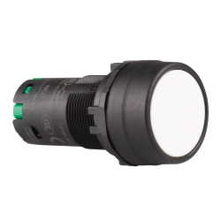 22mm momentary pushbutton switch, Unibody, IP66 flush head, Push in wiring, 1NO, White 22mm momentary pushbutton switch, Unibody, IP66 flush head, Push in wiring, 1NO, White