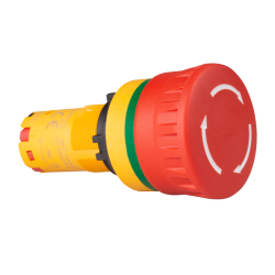 22mm E-stop Switch, Unibody, Pull/Turn to release, IP66 40mm Head, Push in wiring, 1NC, Red