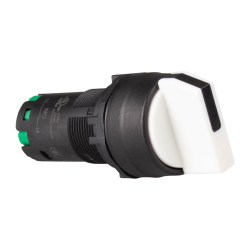22mm maintained 2 position selector, Unibody, IP66 short lever, Push in wiring, 1NO, White 22mm maintained 2 position selector, Unibody, IP66 short lever, Push in wiring, 1NO, White