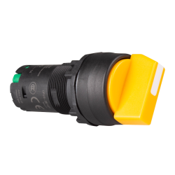 22mm maintained 2 position selector, Unibody, IP66 short lever, Push in wiring, 1NO, Yellow 22mm maintained 2 position selector, Unibody, IP66 short lever, Push in wiring, 1NO, Yellow