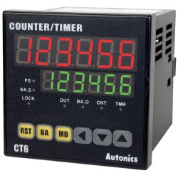 Autonics Counter & Timer, W72xH72mm, 6 digit, LED, 2 Preset, 2 Relay & 2 NPN Output, 24VAC / 24-48 VDC