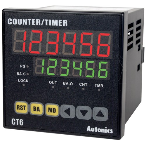 Autonics Counter & Timer, W72xH72mm, 6 digit, LED, 2 Preset, 2 Relay & 2 NPN Output, 24VAC / 24-48 VDC
