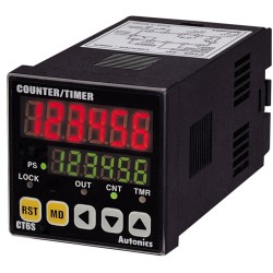 Autonics Counter & Timer, 1/16 DIN, 6 digit LED, 1 Preset, Relay & NPN Output, 24VAC / 24-48 VDC
