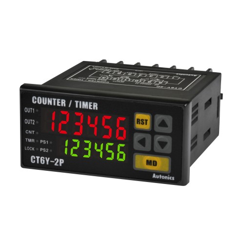 Autonics Counter & Timer, W72xH36mm, 6 digit LED, 2 Preset, 2 Relay & 1 NPN Output,100-240 VAC