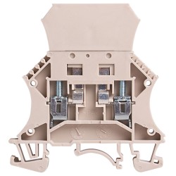 Diode terminal block, screw clamp, L60xH64.5xW5mm, 2 poles, 600V 2A, AWG 12-22, Beige color, 10pcs package