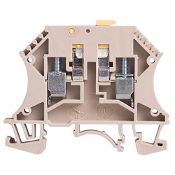 Disconnect terminal block, screw clamp, 2 poles, L60xH47.5xW5mm, 600V 12A, AWG 12-22, Beige color, 20pcs bundle