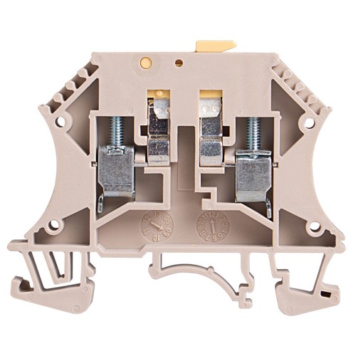 Disconnect terminal block, screw clamp, 2 poles, L60xH47.5xW5mm, 600V 12A, AWG 12-22, Beige color, 20pcs bundle
