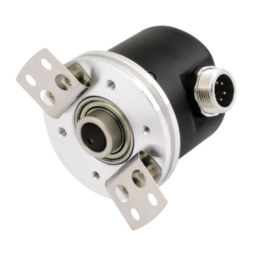 EP58SC10-360-1F-P-24, Encoder, Absolute, Clamping 10mm Shaft, 360 division/Rev, BCD Code, PNP Output, CW Increase, 12-24 VDC