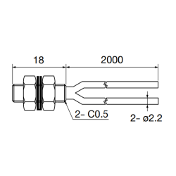 Fiber head, Heat resistant to 105°C, M6, Diffuse reflective, R25, 2m