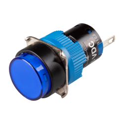 LED Pilot Lamp, 16mm Panel hole, Round head, IP65, Blue, 12VDC