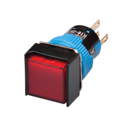 Momentary Push button, 16mm Panel hole, IP65, Square head, SPDT, Red