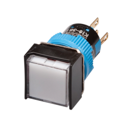 Momentary Push button, 16mm Panel hole, IP65, Square head, DPDT, White