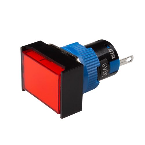 LED Pilot Lamp, 16mm Panel hole, Rectangular head, IP65, Red, 24VDC