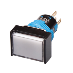 Maintained Push button, 16mm Panel hole, IP65, Rectangular head, DPDT, White