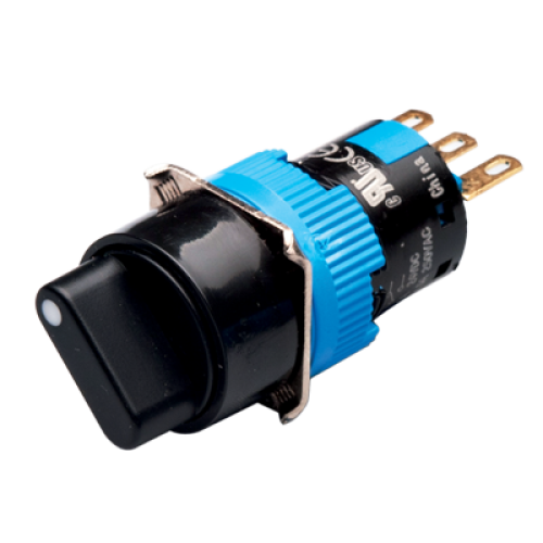 2 Position Maintained Selector Switch, 16mm Panel hole, IP65, Round Head, DPDT