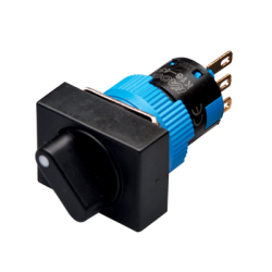 2 Position Maintained Selector Switch, 16mm Panel hole, IP65, Rectangular Head, DPDT