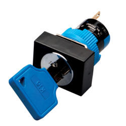 2 Position Maintained Key Selector Switch, 16mm Panel hole, Rectangular Head, DPDT