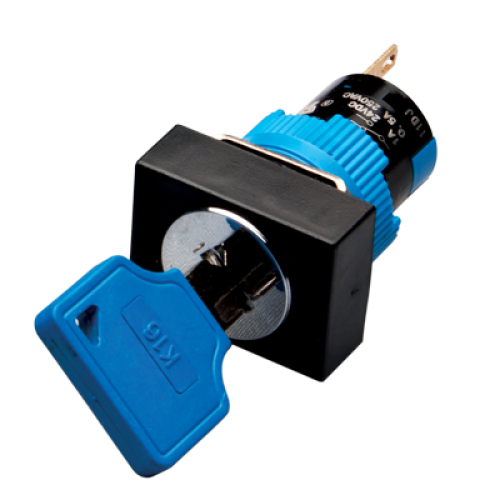 2 Position Maintained Key Selector Switch, 16mm Panel hole, Rectangular Head, SPDT