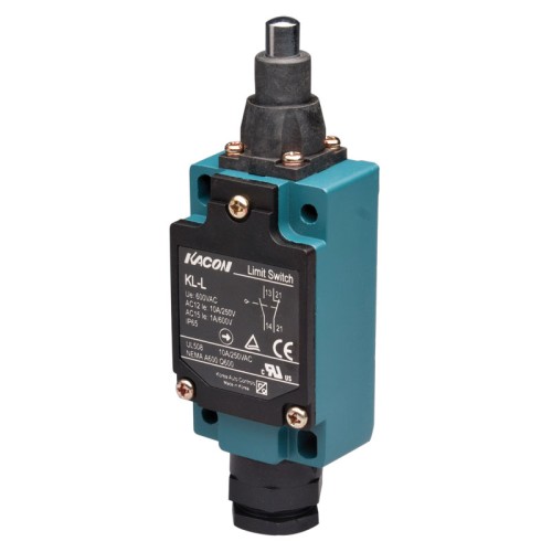 Limit Switch, 72x40x36mm aluminum die-cast body, 1 NO & 1 NC w/ snap action, IP65, Push plunger actuator Limit Switch, 72x40x36mm aluminum die-cast body, 1 NO & 1 NC w/ snap action, IP65, Push plunger actuator