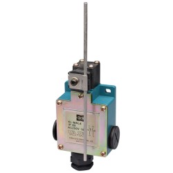 Limit Switch, 70x62x33mm aluminum die-cast body, 1 NO & 1 NC w/ snap action, IP65, Adjustable rod actuator