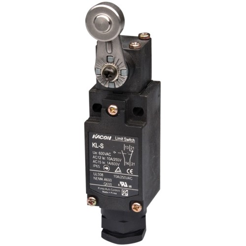Limit Switch, 60x30x36mm aluminum die-cast body, 1 NO & 1 NC w/ snap action, IP65, Roller lever actuator