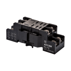 Relay socket for HR710-2P series, 8 pins, DIN Rail, Black color
