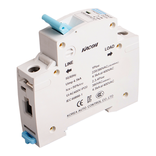 Miniature circuit breaker, 1 pole, 2A, 220/380VAC, 4.5kA at 400VAC, C type trip curve