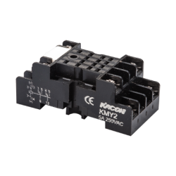 Relay socket for 505-2P, HR705-2P series, 8 pins, DIN Rail, Black color