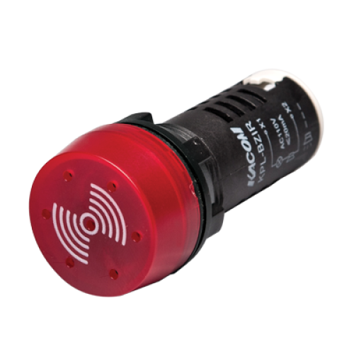 Buzzer, 22mm Panel hole, 80dB, Red LED Indicator, Continuous Sound, 12V AC/DC